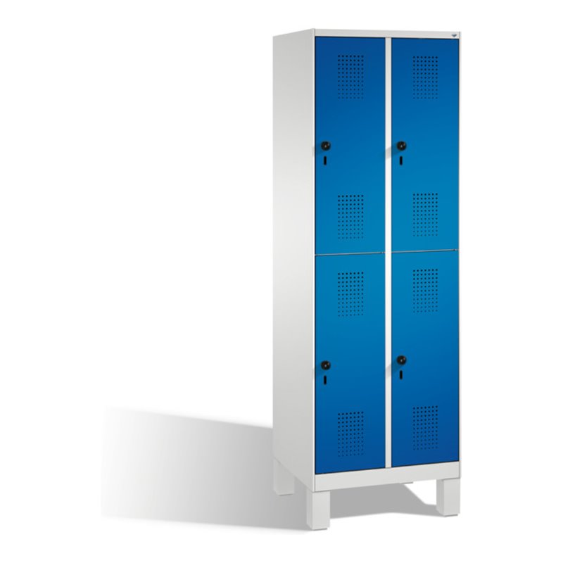 C+P Doppelstockspind Evolo auf Füßen 4 Fächer Front Enzianblau Korpus Lichtgrau