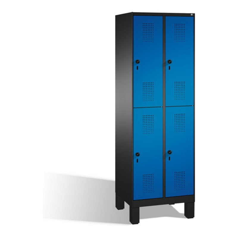 C+P Doppelstockspind Evolo auf Füßen 4 Fächer Front Enzianblau Korpus Schwarzgrau