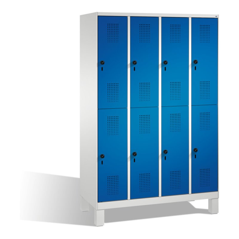 C+P Doppelstockspind Evolo auf Füßen 8 Fächer Front Enzianblau Korpus Lichtgrau
