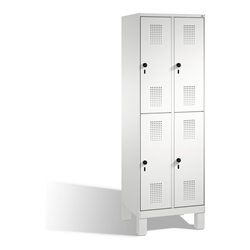 C+P Doppelstockspind Evolo auf Füßen 4 Fächer Front Lichtgrau Korpus Lichtgrau