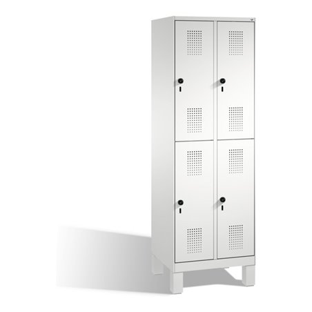 C+P Doppelstockspind Evolo auf Füßen 4 Fächer Front Lichtgrau Korpus Lichtgrau