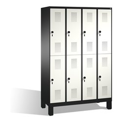 C+P Doppelstockspind Evolo auf Füßen 8 Fächer Front Reinweiß Korpus Schwarzgrau