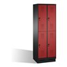 C+P Doppelstockspind Evolo auf Sockel 4 Fächer Front Rubinrot Korpus Schwarzgrau