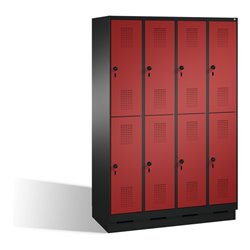 C+P Doppelstockspind Evolo auf Sockel 8 Fächer Front Rubinrot Korpus Schwarzgrau