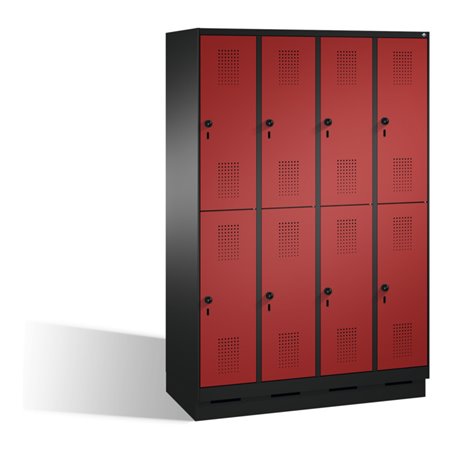 C+P Doppelstockspind Evolo auf Sockel 8 Fächer Front Rubinrot Korpus Schwarzgrau