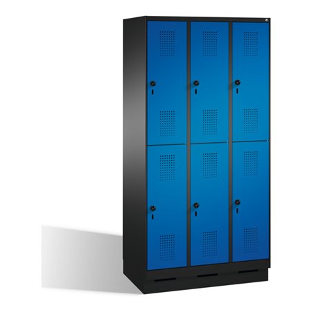 C+P Doppelstockspind Evolo auf Sockel 6 Fächer Front Enzianblau Korpus Schwarzgrau