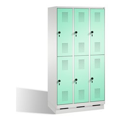 C+P Doppelstockspind Evolo auf Sockel 6 Fächer Front Lichtgrün Korpus Lichtgrau
