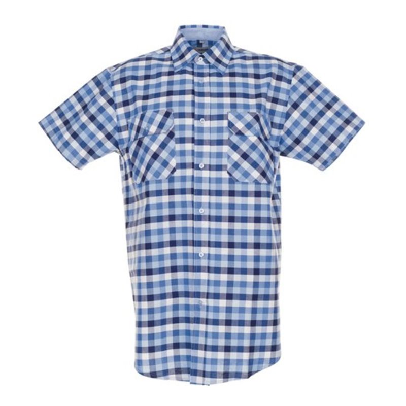 Planam Country Hemd 1/4-Arm blau kariert