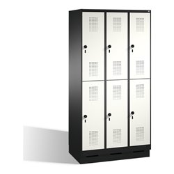 C+P Doppelstockspind Evolo auf Sockel 6 Fächer Front Reinweiß Korpus Schwarzgrau