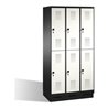 C+P Doppelstockspind Evolo auf Sockel 6 Fächer Front Reinweiß Korpus Schwarzgrau