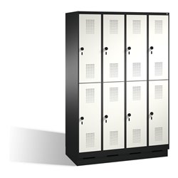 C+P Doppelstockspind Evolo auf Sockel 8 Fächer Front Reinweiß Korpus Schwarzgrau