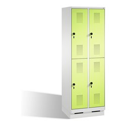 C+P Doppelstockspind Evolo auf Sockel 4 Fächer Front Viridingrün Korpus Lichtgrau