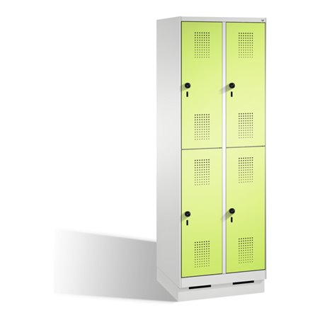 C+P Doppelstockspind Evolo auf Sockel 4 Fächer Front Viridingrün Korpus Lichtgrau