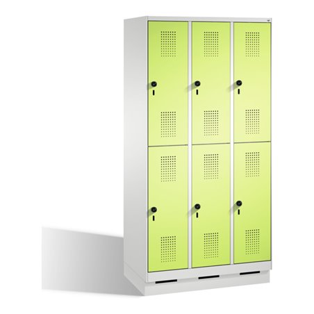 C+P Doppelstockspind Evolo auf Sockel 6 Fächer Front Viridingrün Korpus Lichtgrau