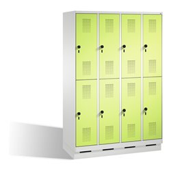 C+P Doppelstockspind Evolo auf Sockel 8 Fächer Front Viridingrün Korpus Lichtgrau