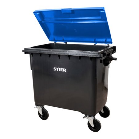 STIER 4-Rad-Müllgroßbehälter Flachdeckel, grau blau