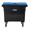 STIER 4-Rad-Müllgroßbehälter Flachdeckel, grau blau