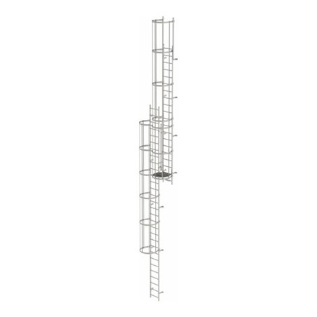 MUNK Mehrzügige Steigleitern mit Rückenschutz Edelstahl
