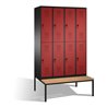 C+P Doppelstockspind Evolo mit Sitzbank 8 Fächer Front Rubinrot Korpus Schwarzgrau