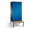 C+P Doppelstockspind Evolo mit Sitzbank 6 Fächer Front Enzianblau Korpus Schwarzgrau