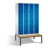 C+P Doppelstockspind Evolo mit Sitzbank 8 Fächer Front Enzianblau Korpus Lichtgrau
