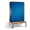 C+P Doppelstockspind Evolo mit Sitzbank 8 Fächer Front Enzianblau Korpus Schwarzgrau