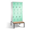 C+P Doppelstockspind Evolo mit Sitzbank 6 Fächer Front Lichtgrün Korpus Lichtgrau