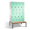 C+P Doppelstockspind Evolo mit Sitzbank 8 Fächer Front Lichtgrün Korpus Lichtgrau
