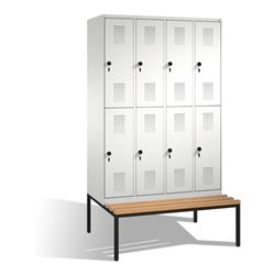 C+P Doppelstockspind Evolo mit Sitzbank 8 Fächer Front Lichtgrau Korpus Lichtgrau