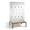 C+P Doppelstockspind Evolo mit Sitzbank 8 Fächer Front Lichtgrau Korpus Lichtgrau