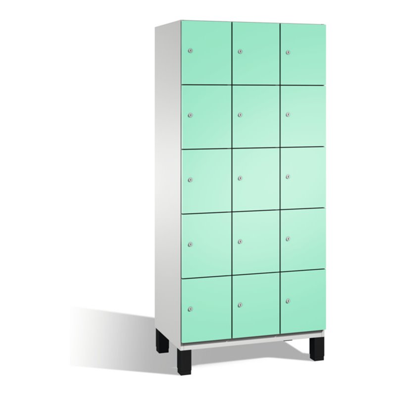 C+P Fächerschrank Cambio auf Füßen 15 Fächer Front Lichtgrün Korpus Lichtgrau