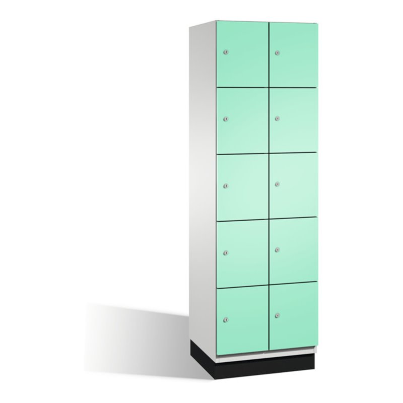 C+P Fächerschrank Cambio auf Sockel 10 Fächer Front Lichtgrün Korpus Lichtgrau