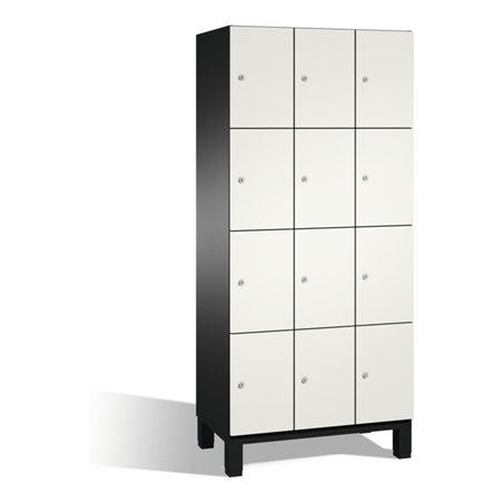 C+P Fächerschrank Cambio auf Füßen 12 Fächer Front Reinweiß Korpus Schwarzgrau