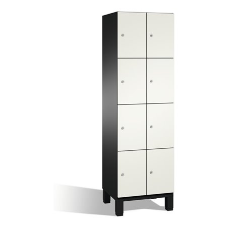 C+P Fächerschrank Cambio auf Füßen 8 Fächer Front Reinweiß Korpus Schwarzgrau