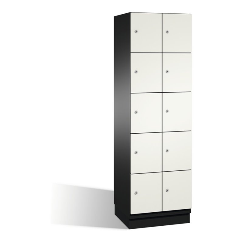 C+P Fächerschrank Cambio auf Sockel 10 Fächer Front Reinweiß Korpus Schwarzgrau