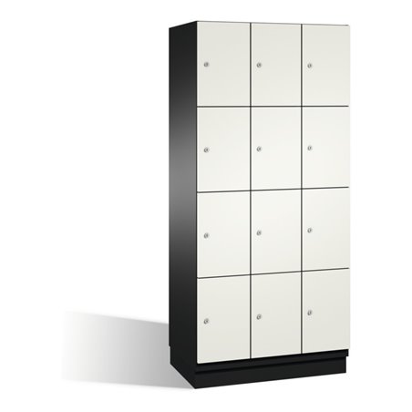 C+P Fächerschrank Cambio auf Sockel 12 Fächer Front Reinweiß Korpus Schwarzgrau