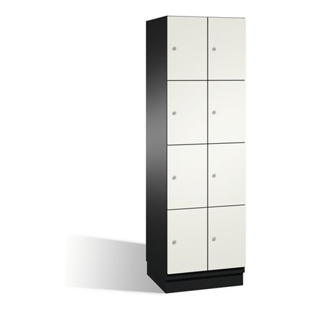 C+P Fächerschrank Cambio auf Sockel 8 Fächer Front Reinweiß Korpus Schwarzgrau