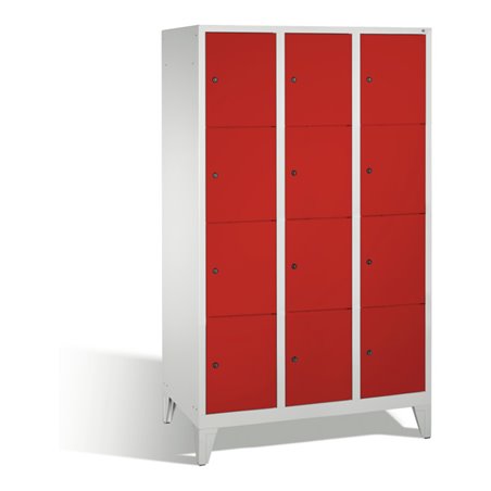 C+P Fächerschrank Classic auf Füßen 12 Fächer Front Rubinrot Korpus Lichtgrau
