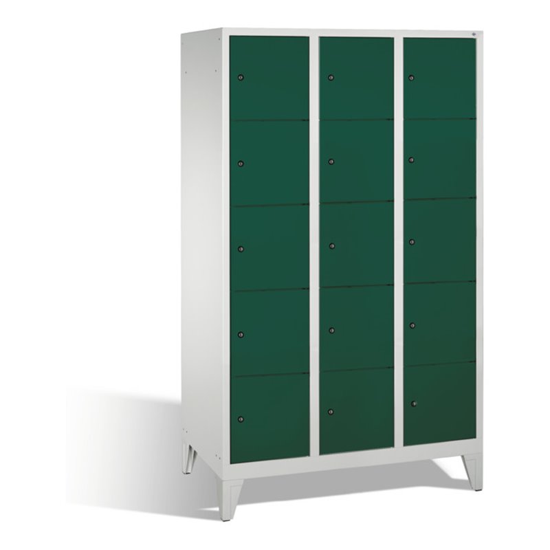 C+P Fächerschrank Classic auf Füßen 15 Fächer Front Resedagrün Korpus Lichtgrau
