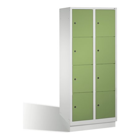 C+P Fächerschrank Classic auf Sockel 8 Fächer Front Resedagrün Korpus Lichtgrau