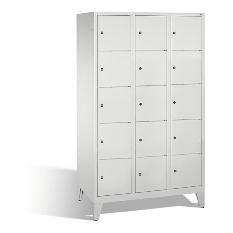 C+P Fächerschrank Classic auf Füßen 15 Fächer Front Lichtgrau Korpus Lichtgrau