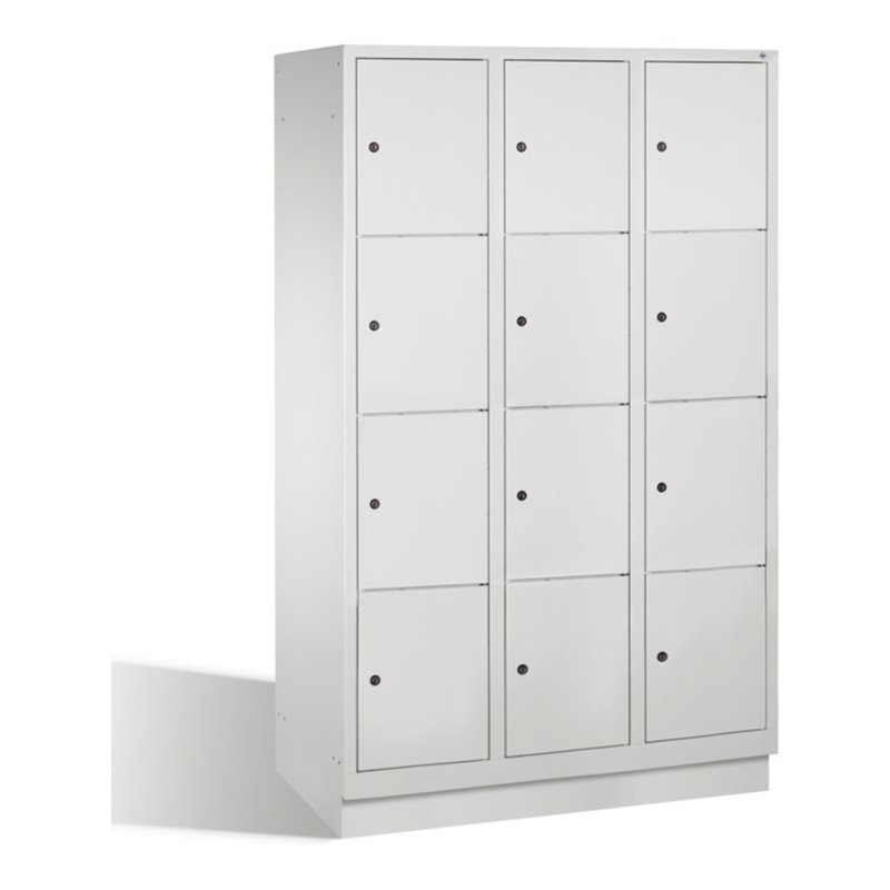 C+P Fächerschrank Classic auf Sockel 12 Fächer Front Lichtgrau Korpus Lichtgrau