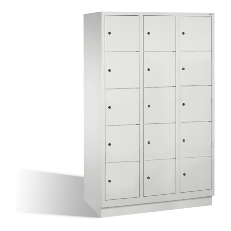 C+P Fächerschrank Classic auf Sockel 15 Fächer Front Lichtgrau Korpus Lichtgrau