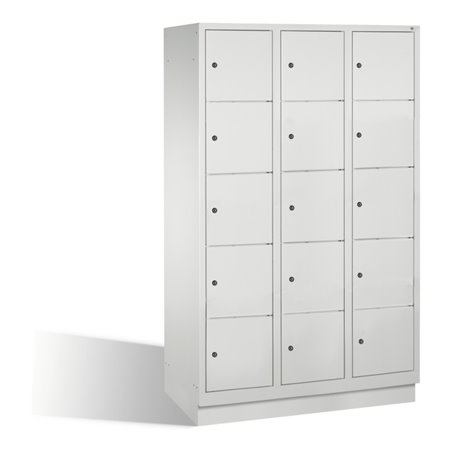 C+P Fächerschrank Classic auf Sockel 15 Fächer Front Lichtgrau Korpus Lichtgrau