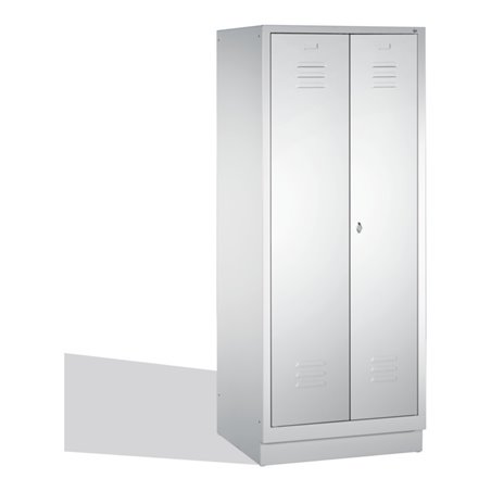 C+P Putzmittel-Spind Classic auf Sockel 2 Abteile Front Lichtgrau Korpus Lichtgrau