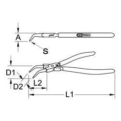 KS Tools Radlager-Sicherungszange, abgewinkelt