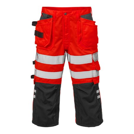 Fristads High Vis 3/4 Handwerkerhose Kl. 2 2027 PLU Rot (Herren)