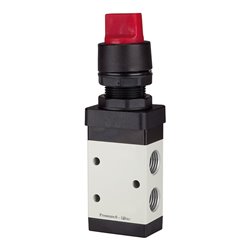 RIEGLER 3/2-Wegeventil manuell Drehhebel rot