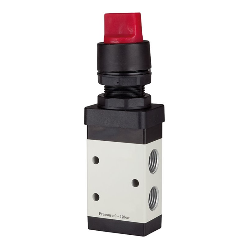 RIEGLER 3/2-Wegeventil manuell Drehhebel rot