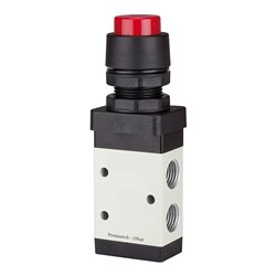 RIEGLER 3/2-Wegeventil manuell Druckknopf rot